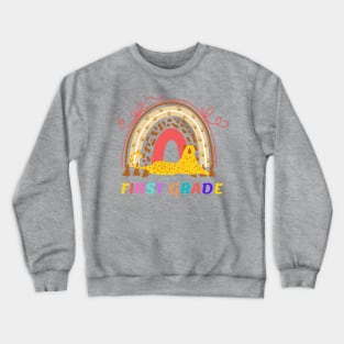 first grade leopard rainbow Team Crewneck Sweatshirt